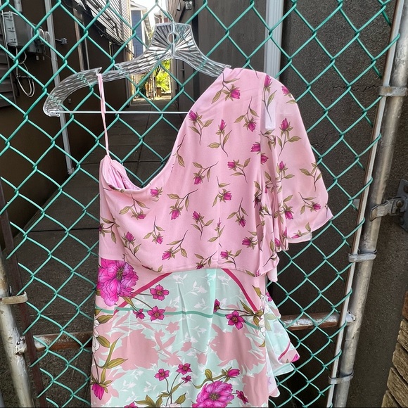 Belle Badgley Mischka Opal Floral One Shoulder Dress - Picture 8 of 14